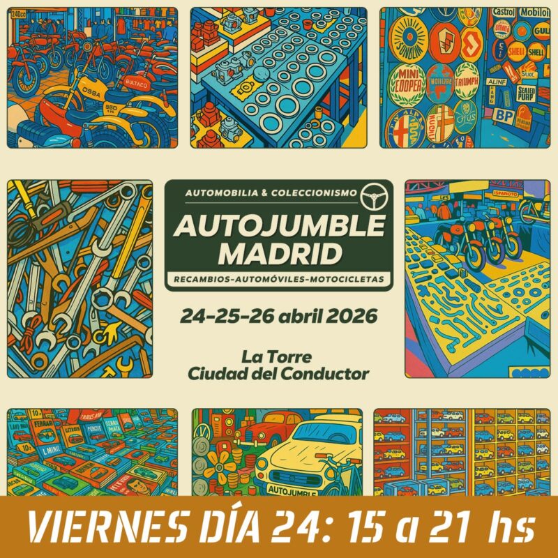 Viernes 24 AutoJumble Madrid. Acceso de 15h a 21h. Gestión e IVA incluidos.
